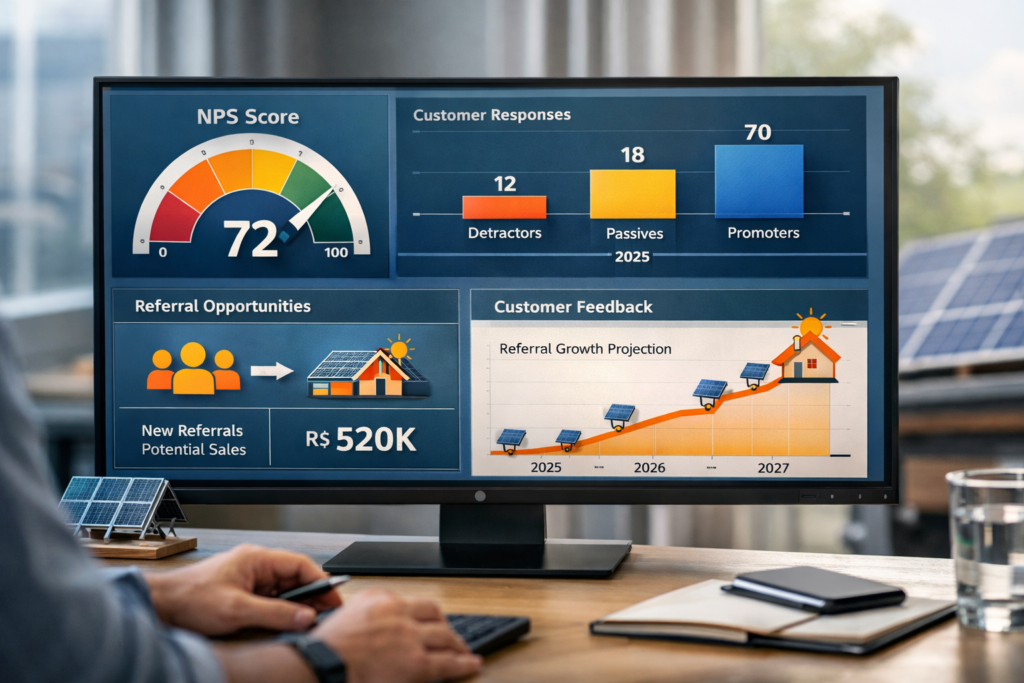 Como Usar NPS para Gerar Indicações em Energia Solar: Transforme Score em Pipeline Comercial Automatizado
