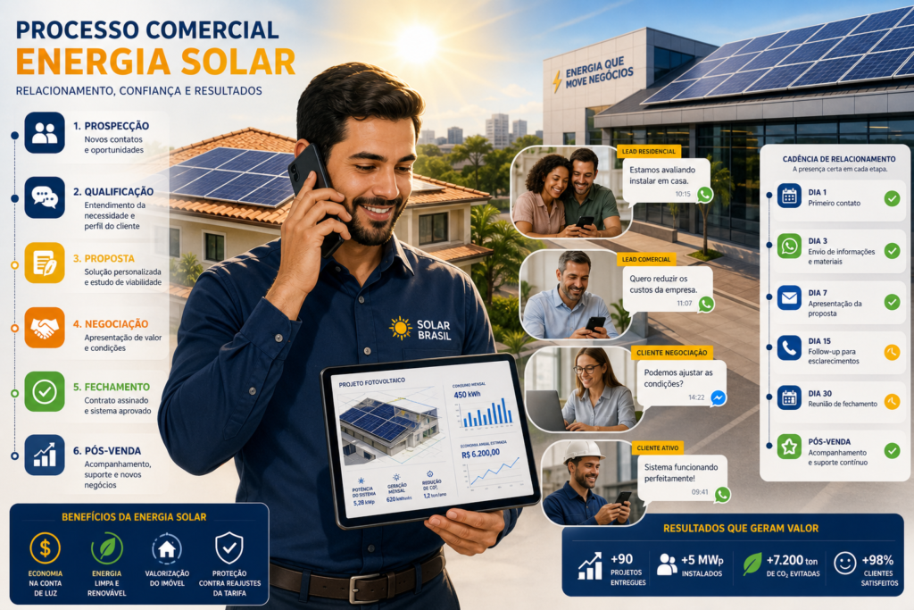 Como funciona o follow-up comercial em energia solar (e por que 45% dos leads são perdidos)